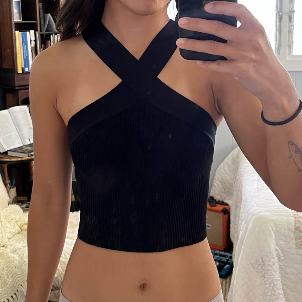 Babaton Sculpt Knit Criss Cross Cropped Tank (Needs Mending)